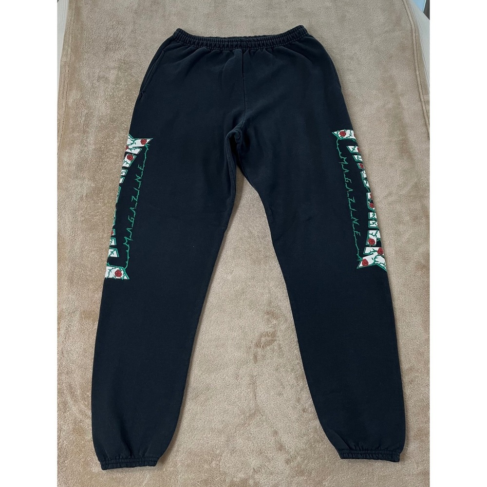 Thrasher Magazine Rose Logo Sweatpants Men's Medium Black Skate Fleece Joggers